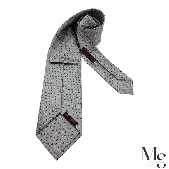 DOLCEPUNTA Gray Geometric Luxury Silk Tie Made In Italy W: 3.5" EX COND - Picture 2 of 6